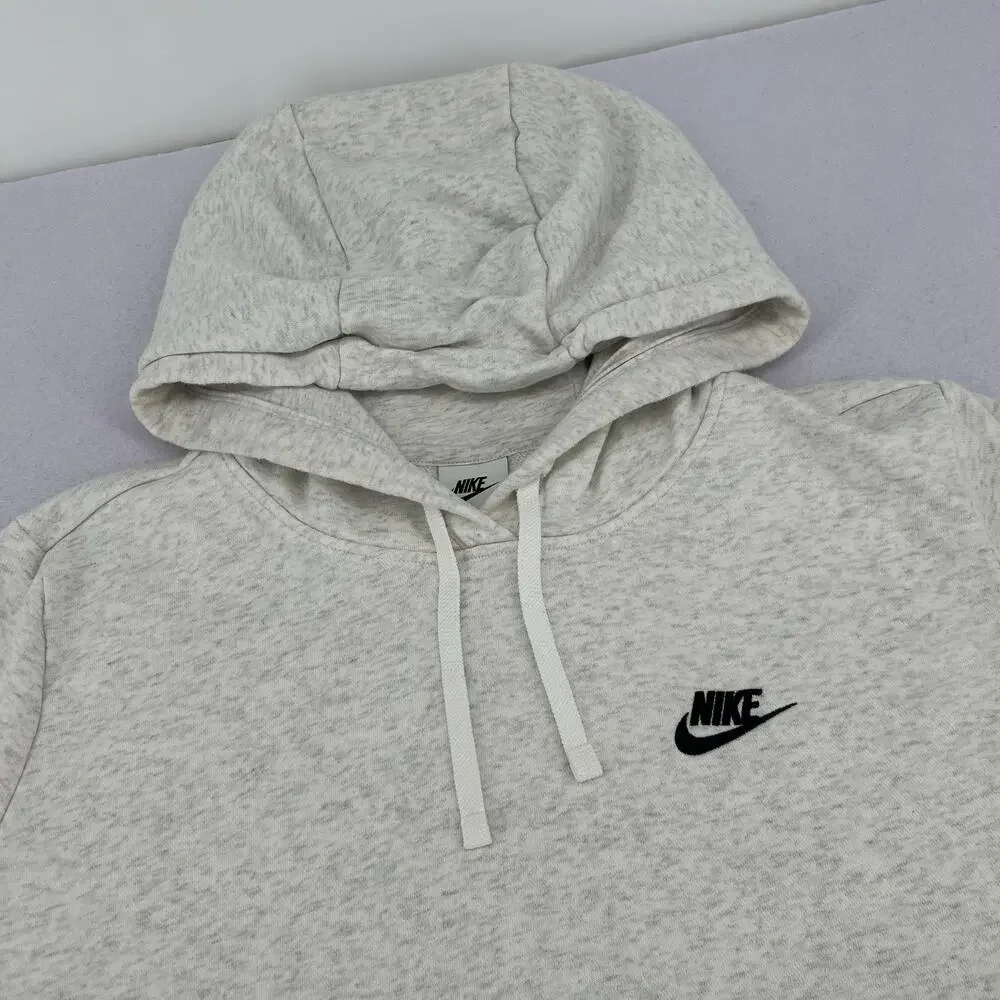 Womens Birch Heather/Black Nike Sportswear Club Fleece Pullover Hoodie XL DQ5793